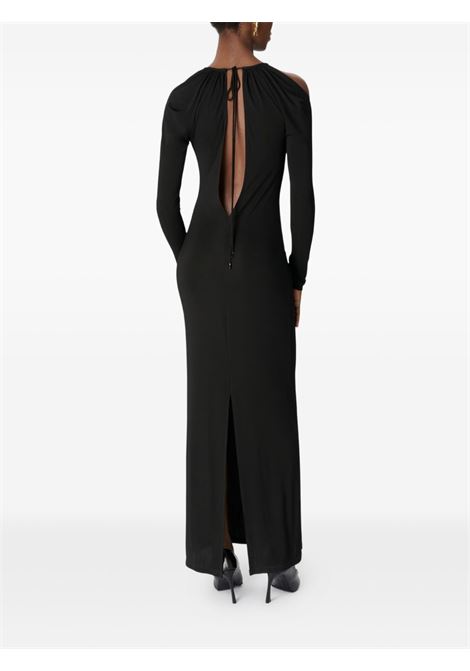 draped jersey ls long dress woman black MARINE SERRE | WDR410ACJER0082BK99